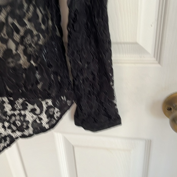 BCBG MaxAzria black lace button down shirt - Picture 6 of 11